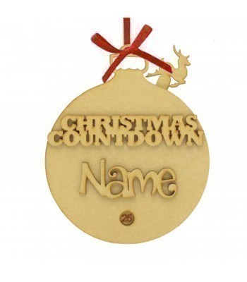 Laser Cut Personalised Christmas Countdown Hanging Tree Bauble  - Size Options